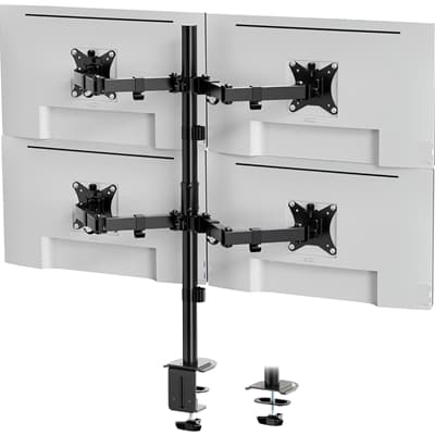 VonHaus Quad Monitor Stand for 13-32" Screens, Four Screen Monitor Desk Mount, Height Adjustable, Easy Assemble Stand with Full Tilt, Rotation &amp; Swivel Arms, VESA 75x75 &amp; 100x100mm