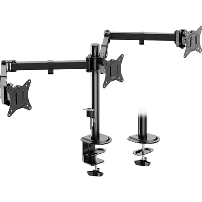 VonHaus Triple Monitor Stand for 17-27" Screens, Three Screen Monitor Mount with Desk Clamp, Height Adjustable, Easy Assemble Stand with Full Tilt, Rotation &amp; Swivel Arms, VESA 75x75 &amp; 100x100mm