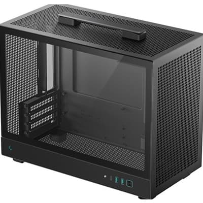 DeepCool CH160 PLUS Micro-ATX Mini Tower PC Case, Tempered Glass, High-Airflow Mesh Design, USB-C &amp; USB 3.0 Front I/O, Supports ATX PSU &amp; 305mm GPU, Black