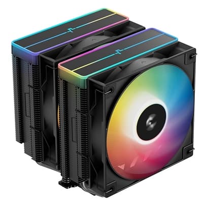 DeepCool AG620 BK ARGB V2 Dual-Tower CPU Air Cooler with 120mm ARGB Fans, Compatible with Intel LGA 1851/1700/1200/115x &amp; AMD AM5/AM4, High-Performance Quiet Cooling, Matte Black