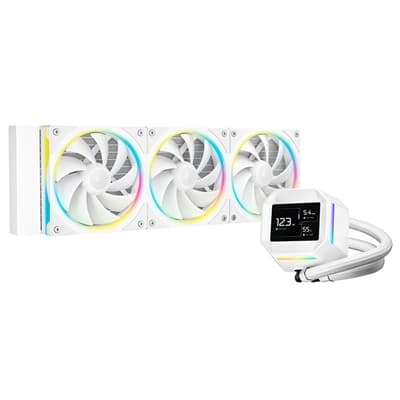 DeepCool LM360 Liquid CPU Cooler with 2.4" IPS Display, 360mm AIO, Triple 120mm ARGB Fans, Anti-Leak Technology, PWM Pump, Intel LGA 1851/1700 &amp; AMD AM5 Compatible, White