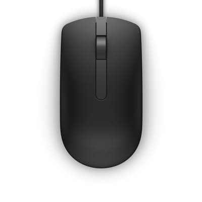 Dell MS116 Wired USB Mouse, 2-Buttons, 1000dpi and Optical Tracking, Ambidextrous Design for PC, Mac and Laptop, Black