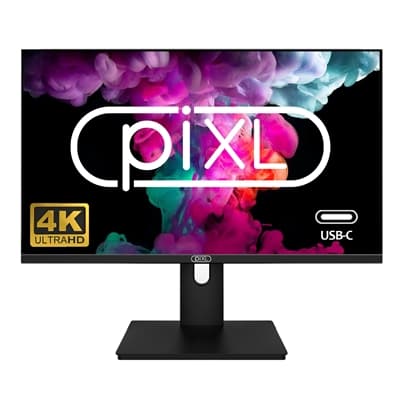piXL PX27UDH4K 27 Inch 60Hz 4K IPS Monitor with 3840 x 2160 Resolution, 5ms Response Time, 60Hz Refresh Rate, USB-C, USB-B, USB-A, HDMI, Display Port &amp; VESA Mount
