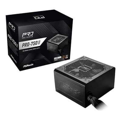 ASRock PRO-750B 750W ATX Power Supply Unit, 80 Plus Bronze Certified, 120mm Silent Cooling Fan, High Efficiency PSU
