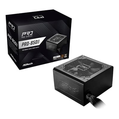 ASRock PRO-850B 850W ATX Power Supply Unit, 80 Plus Bronze Certified, 120mm Silent Cooling Fan, High Efficiency PSU