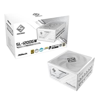 ASRock SL-1200GW 1200W ATX Power Supply Unit, 80 PLUS GOLD Certified, 135mm Striped Axial FDB Fan, High Efficiency PSU