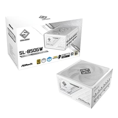 ASRock Steel Legend SL-850G 850W ATX Power Supply Unit, 80 Plus Gold Certified, 120mm Silent Cooling Fan, High Efficiency PSU