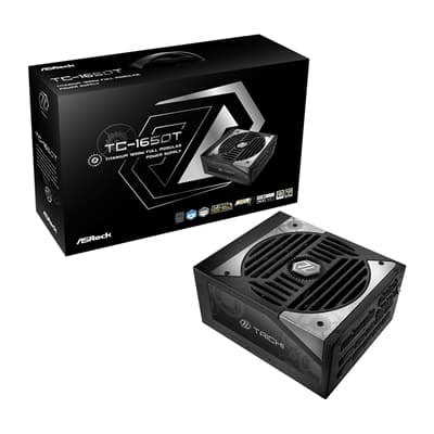 ASRock TC-1650T, 1600W ATX Power Supply Unit, 80 PLUS TITANIUM Certified. 135mm Striped Axial FDB Fan, High Efficiency PSU