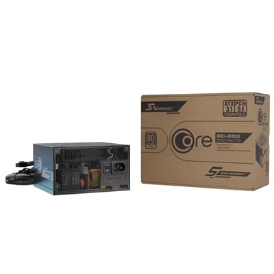 Seasonic CORE BC 650W 80 PLUS Bronze ATX 3.1 Fixed-Cable PSU with 120mm HDB Fan &amp; 5 Year Warranty, Black