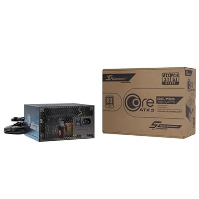 Seasonic CORE GC 750W 80 PLUS Gold ATX 3.1 Non-Modular PSU with 120mm Fan, Braided Cables &amp; 5 Year Warranty, Black