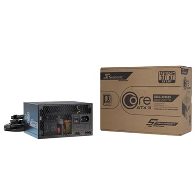 Seasonic CORE GC-850 850W 80 PLUS Gold ATX 3.1 Non-Modular PSU with 120mm HDB Fan, Braided Cables &amp; 5 Year Warranty, Black