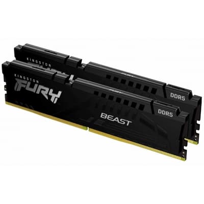 Kingston FURY Beast KF564C32BBEK2-32 32GB (2x 16GB) DIMM System Memory, 6400MHz, DDR5, CL32, Black, Intel XMP, AMD EXPO