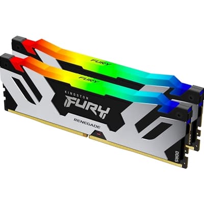 Kingston FURY Renegade KF564C32RSAK2-64 64GB (2x 32GB) DIMM System Memory, 6400MHz, DDR5, CL32, Silver, RGB, Intel XMP