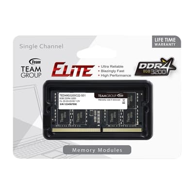 Team Elite TED48G3200C22-S01 8GB (1x 8GB) SODIMM System Memory, 3200MHz, DDR4, CL22